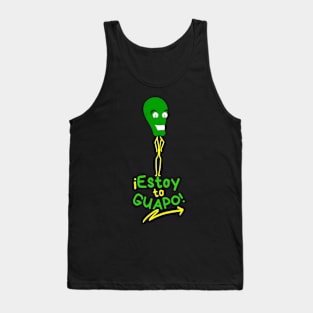 Funny green martian very proud of himself. Funny phrase in Spanish: I'm so handsome!. Popular expression in Spanish. Tank Top